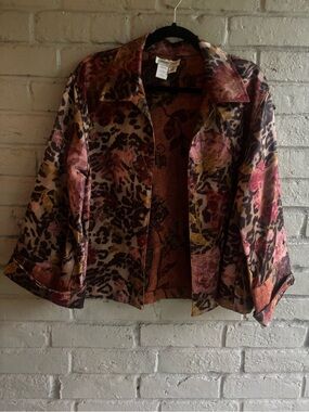 Coldwater Creek Pink Multi Floral & Animal Print Jacket